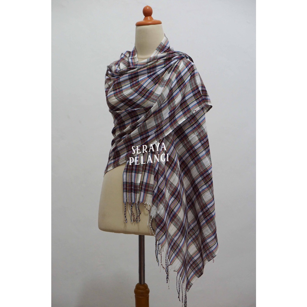 Pashmina Motif Kotak 04 | Metalik | Selendang | Scarf | Syal | Shawl | Pasmina Kashmir | Souvenir | Hadiah Ulang Tahun | Birthday Gift | Aksesoris Fashion Wanita Pria | Unisex | Import Quality | Grosir Murah