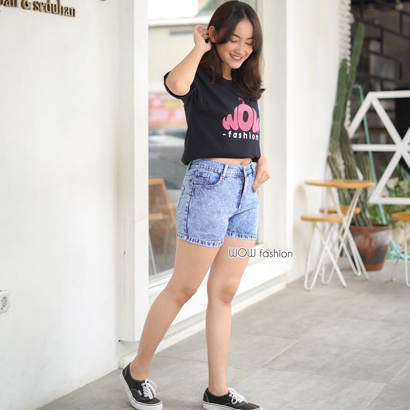 WOW-Klio Hotpant//Celana Jeans Pendek Wanita// Celana Hotpan//Hotpan Jeans