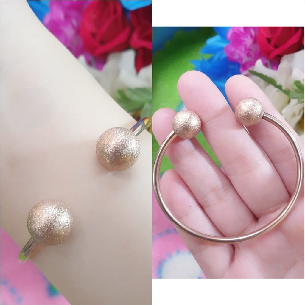Gelang Lentur Titanium Bola Pasir Bulat Tersedia Warna Rosegold, Gold dan Silver