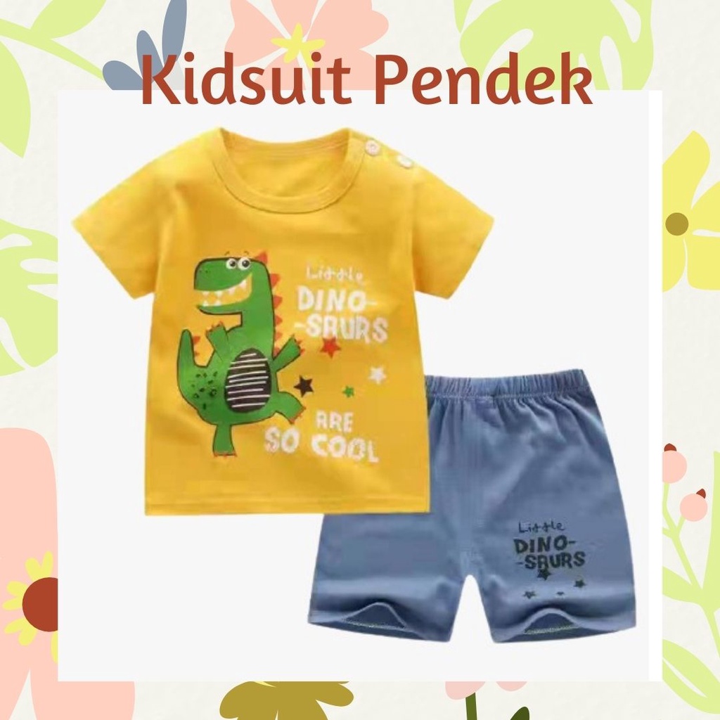 Plazababyku KIDS SUIT PENDEK H5 Setelan Anak Bahan Kaos Lengan + Celana Berkualitas Import ebv cowok NEW2