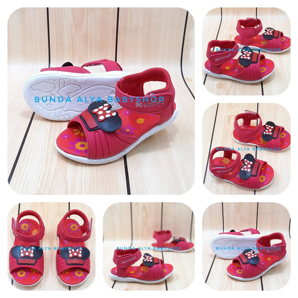 Sendal Anak Perempuan Umur 1 - 2 Tahun MERAH Alas Karet Anti Licin - Sepatu Sandal Anak Cewek 1 - 2 Tahun Anti Licin Size 22 - 25 Alas Karet Kartun Lucu