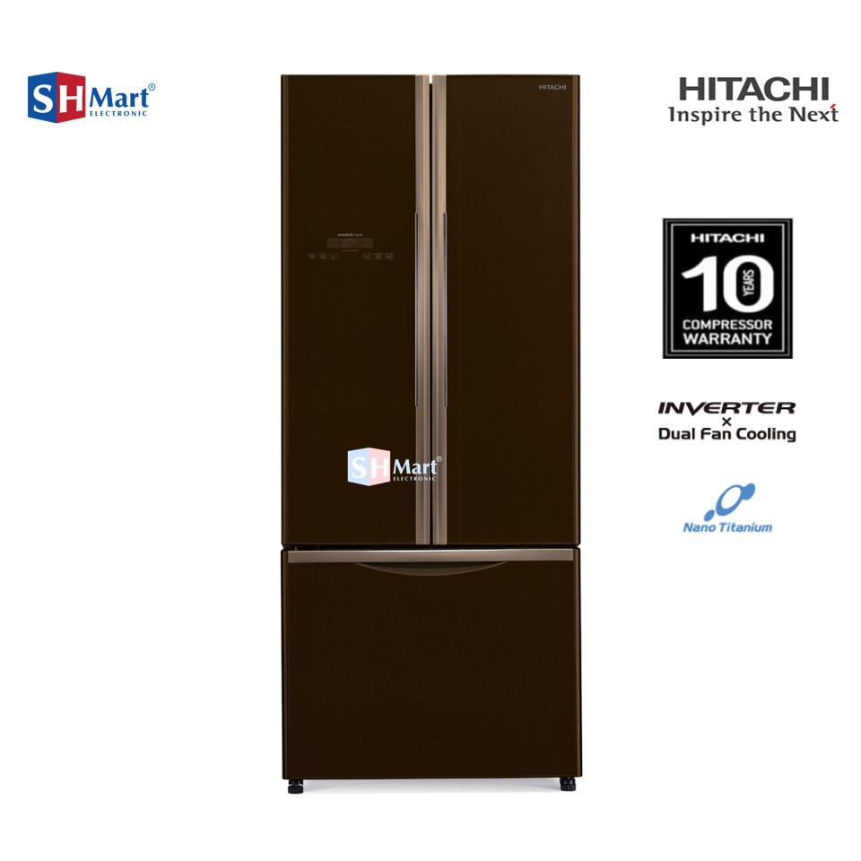 KULKAS HITACHI BOTTOM FREEZER KAPASITAS 455 LITER R-WB56PGD9 / RWB56PGD9 MEDAN