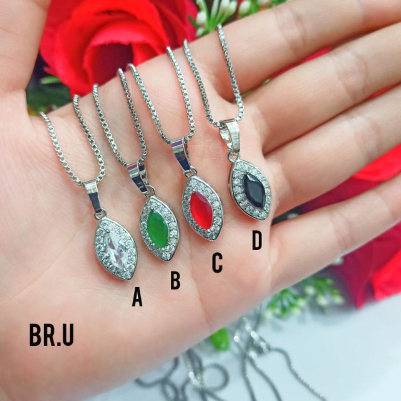 Kalung Liontin Permata Silver varian Warna Perhiasan Wanita korea (COD)