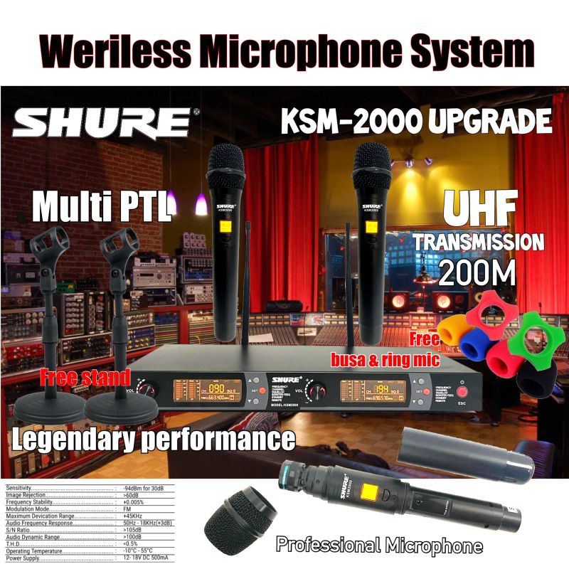 Mic Wireless SHURE KSM 2000 MULTI CHANNEL Mic New Edition Professional