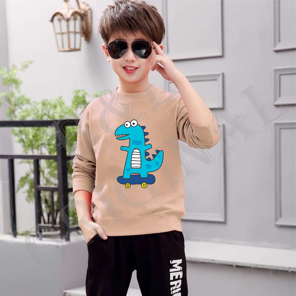 BS//COD//BAJU KAOS ANAK ANAK DINO/TANGAN PANJANG GOOD QUALITY