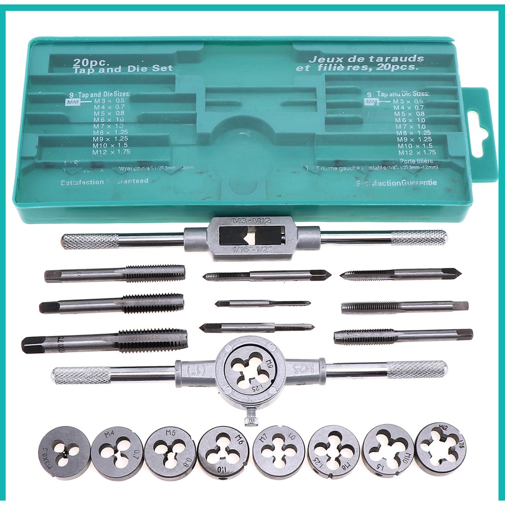 Tap And Die Set 20 Pcs Tap Dan Dies Senai Ulir Drat Baut Mur Snai Snay ZEKI