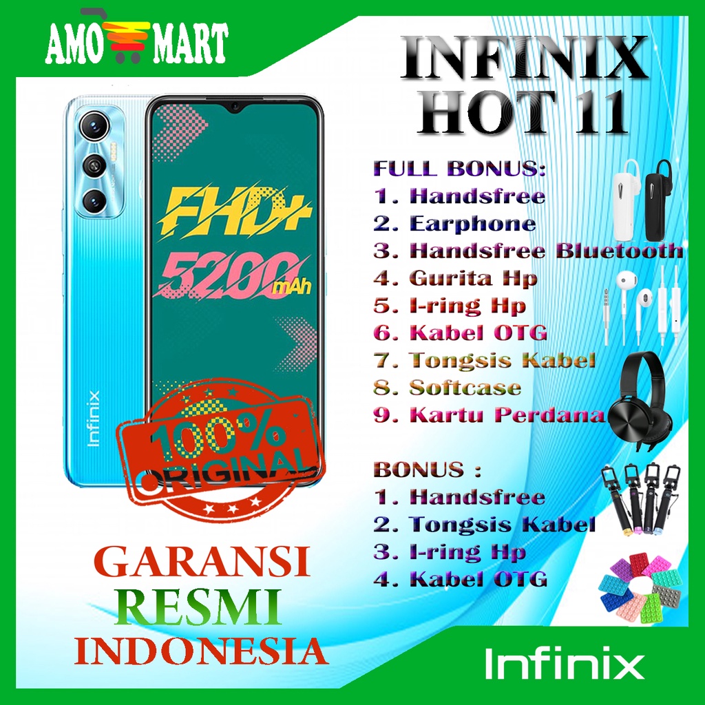 HP BARU INFINIX HOT 11 RAM 4/64 GB GARANSI RESMI INFINIX INDONESIA