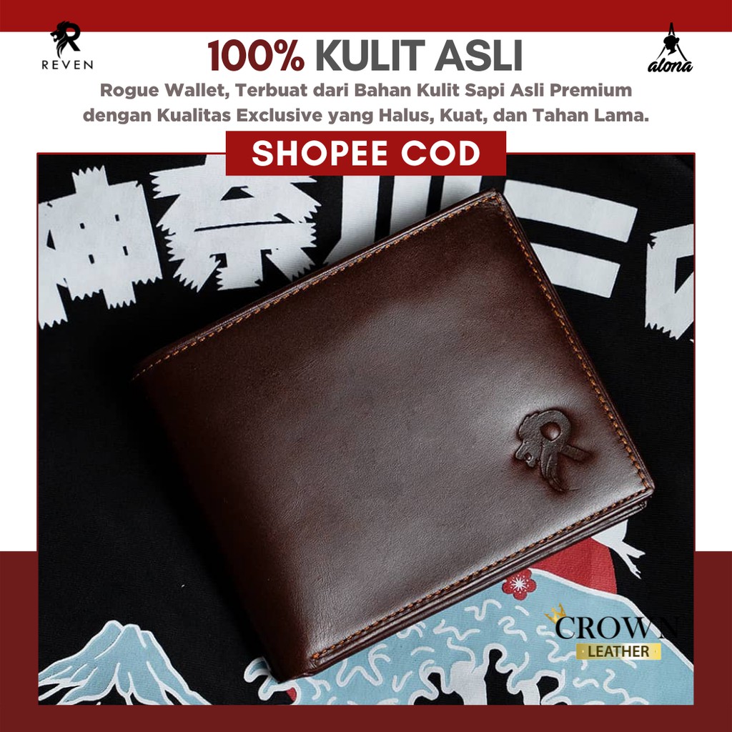 Dompet Kulit Pria Original Dompet Lipat Cowok Kulit Sapi Asli Branded Keren Premium Ori Rogue Wallet by Crown Leather Crownleather Store