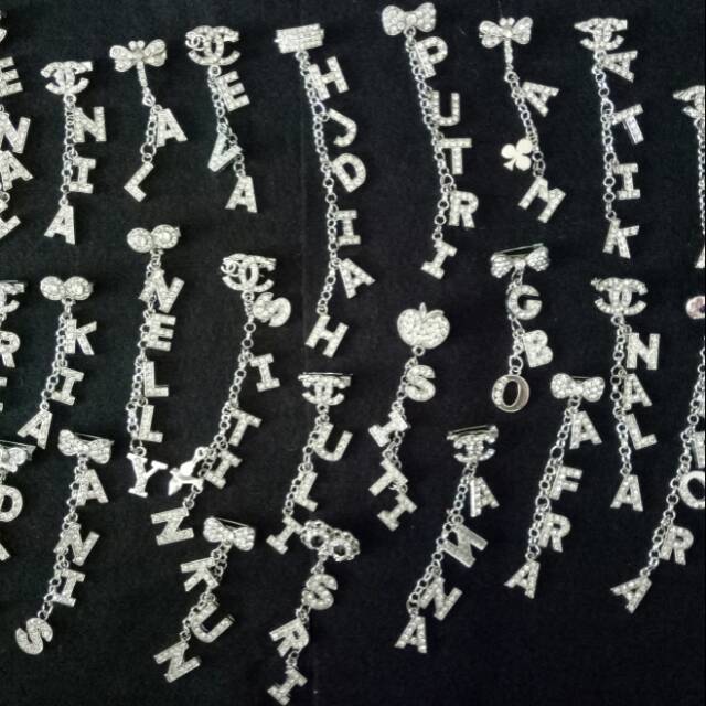 Bros dagu nama / bros nama / bros dagu alfabet full mutiara