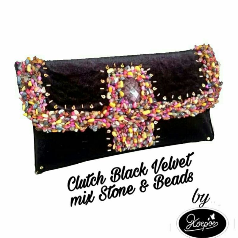 Clutch Beludru  Batu pecah & Payet