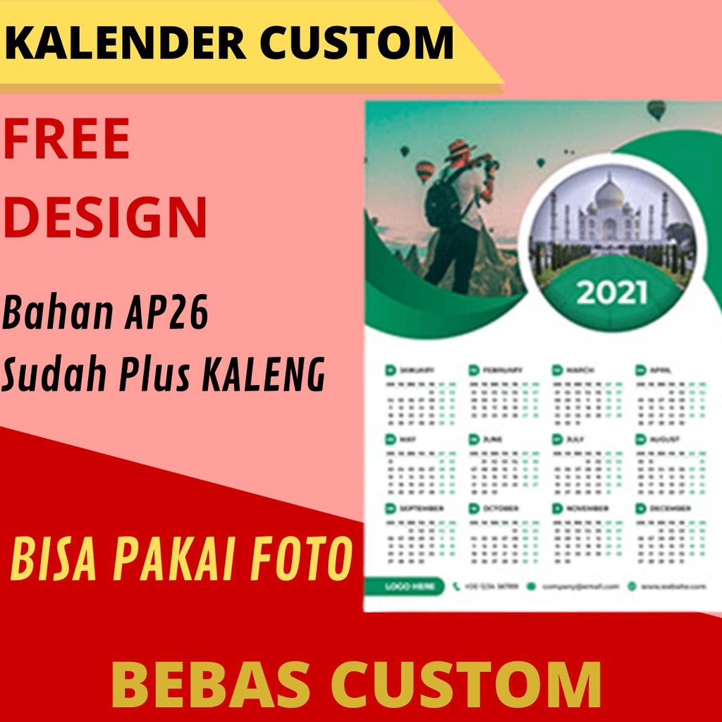 

Kalender custom aestetic Kalender free design bahan AP26 tanpa minimal order