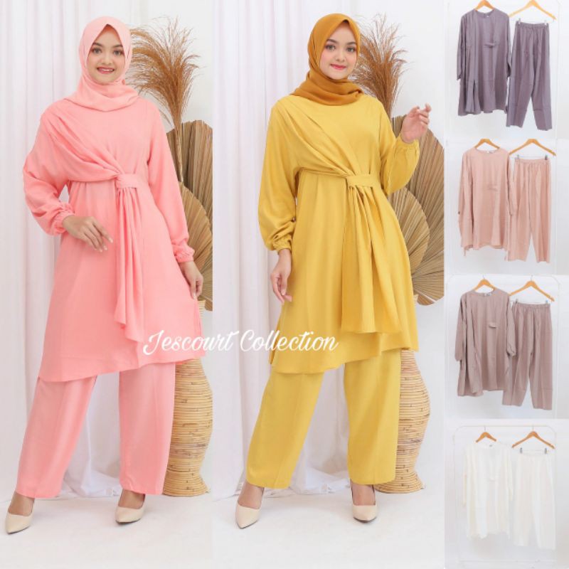 SETELAN 2IN1 SETCEL POLOS PREMIUM/ STELAN WANITA/ STANDAR JUMBO XXL