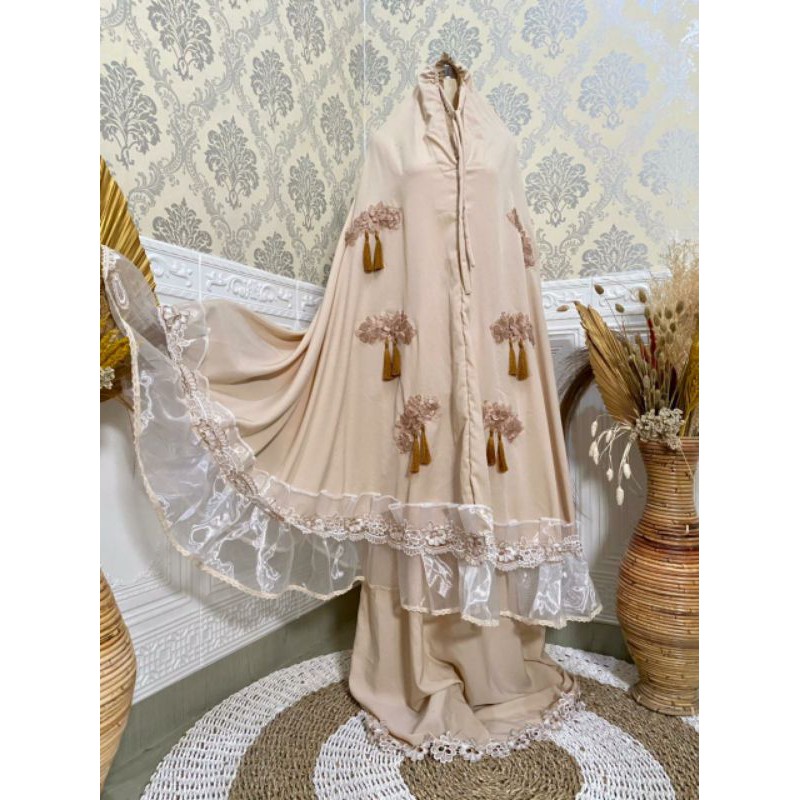 Mukena bordir timbul mukena dewasa mewah supersilky Premium