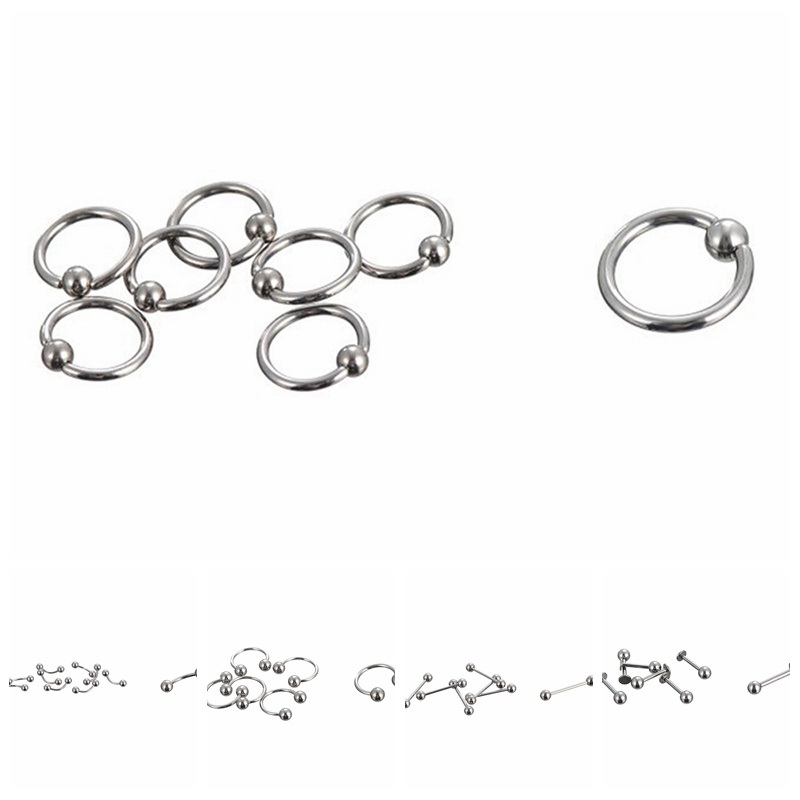 {LUCKID}Stainless Steel Body Piercing Jewelery Eyebrow Tongue Bar Labret Lip Nose Rings