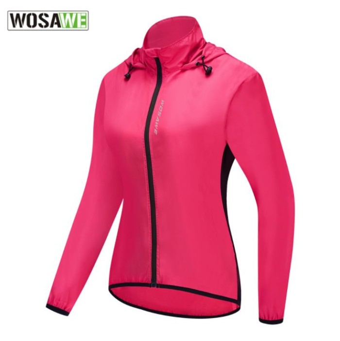 Jaket Lengan Panjang sepeda Wanita Hoodie windproof WOSAWE BL249-R