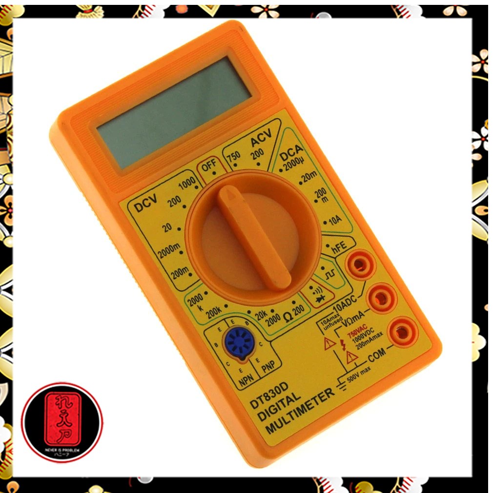 Mini Pocket Digital Multimeter AC/DC Voltage Tester - DT-830D - Yellow