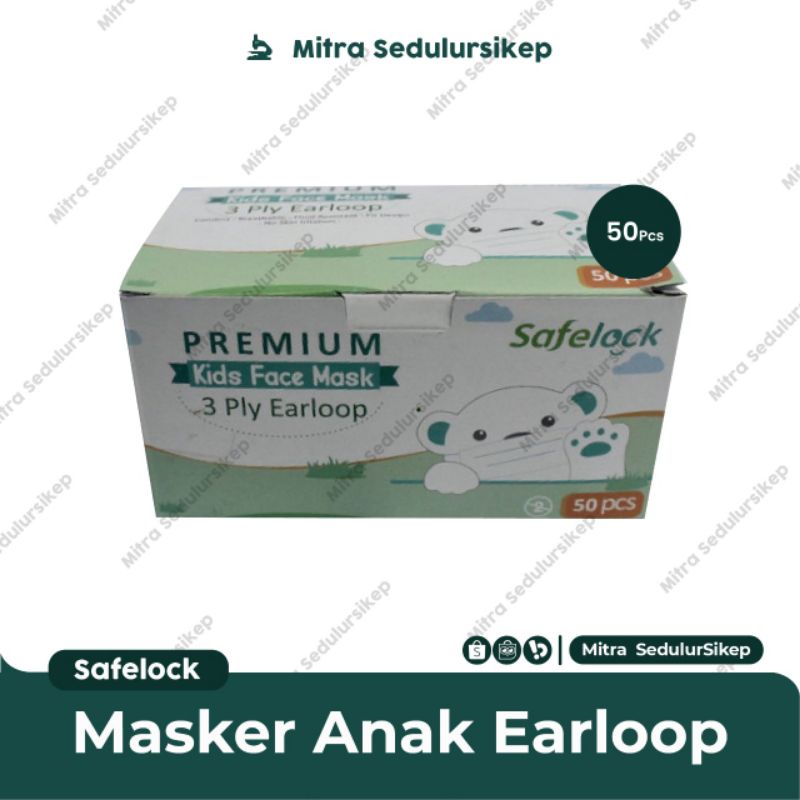 Masker Earloop Safelock Anak l Masker Cantol Anak l Masker Telinga Anak