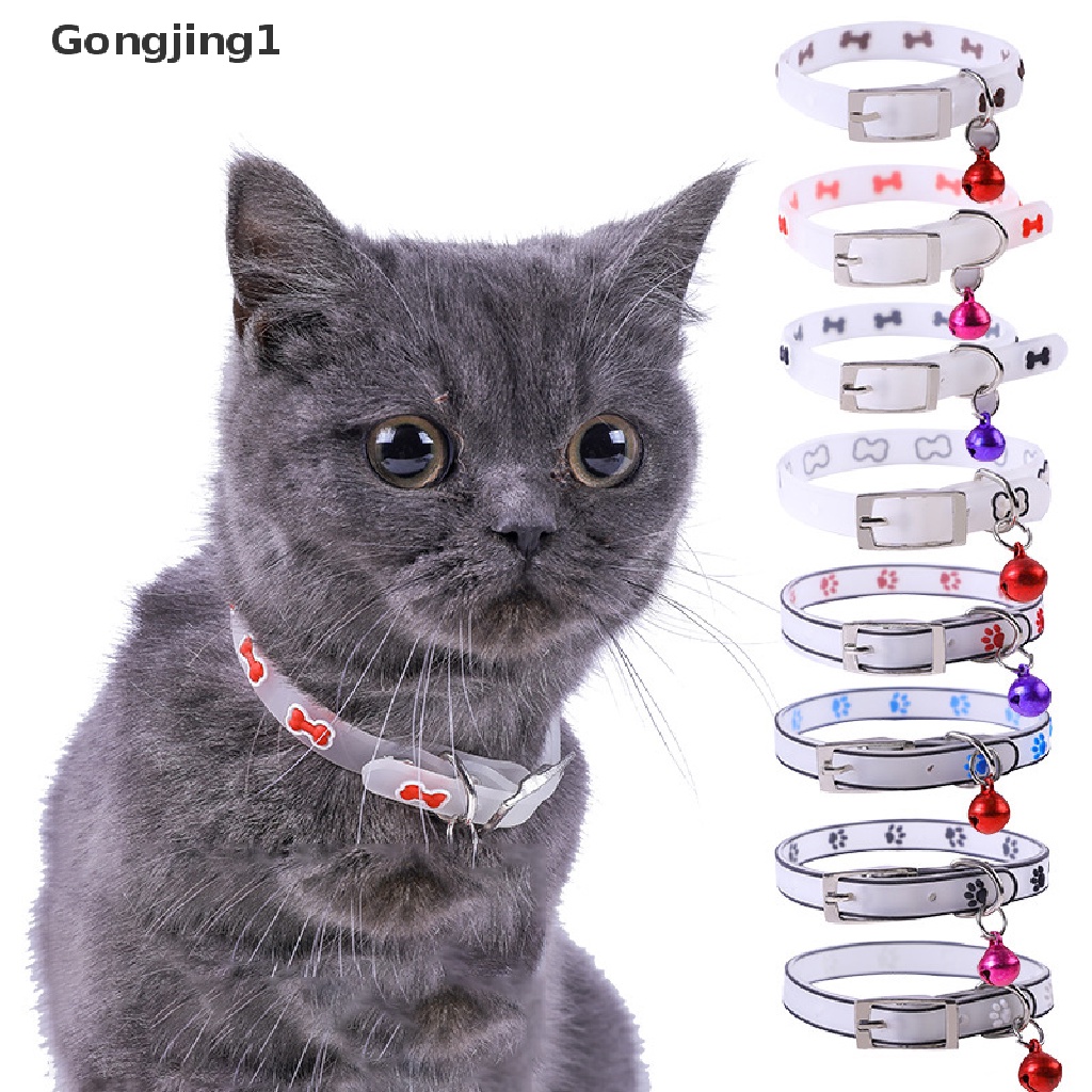 Gongjing1 Kalung Leher Anjingkucing Peliharaan Glow In The Dark Dengan Lonceng