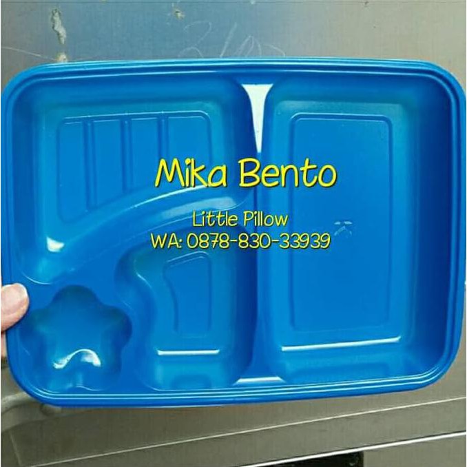 (Harga Terbaik) Mika Bento Biru/Tray Bento 4 Sekat/Bento Bintang/Bento Box/Kotak Bento - Hitam