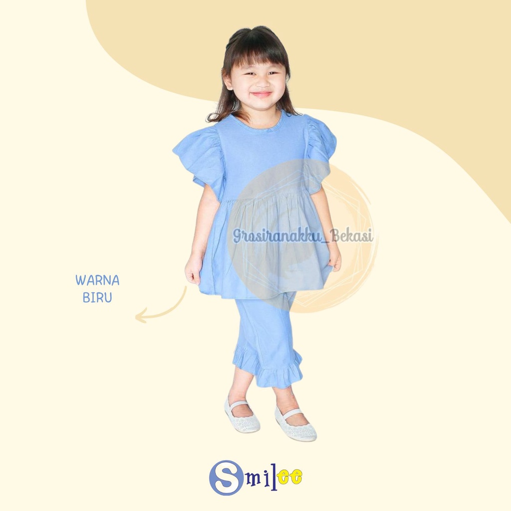 Setelan Anak Linen Smilee Bella Mix Warna 1,2,3,4,5