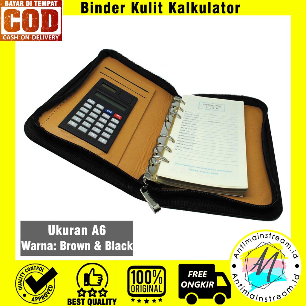 Buku Catatan Binder Note Cover Kulit dengan Kalkulator - Buku Jurnal