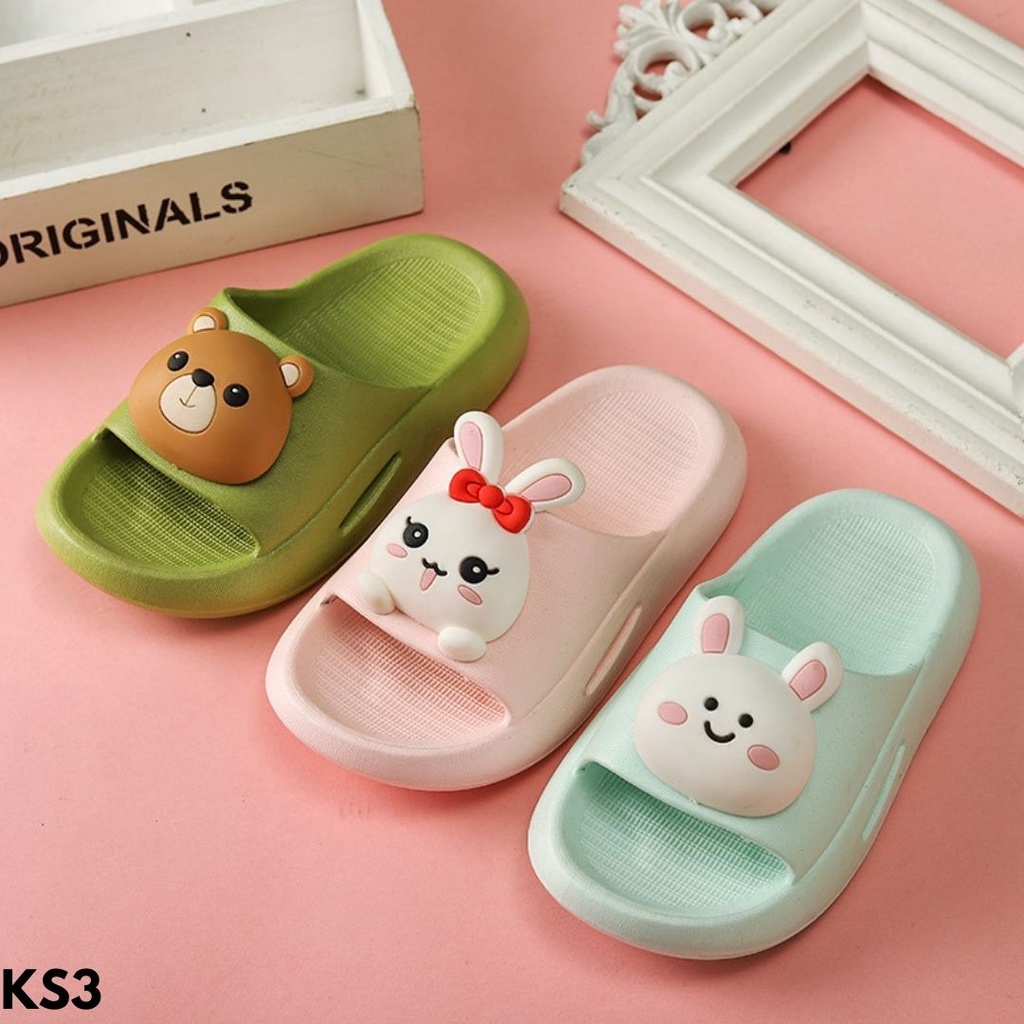 SANDAL ANAK LUCU UNIK BERUANG KELINCI KARTUN IMPORT BERKUALITAS NYAMAN COMFY KS3