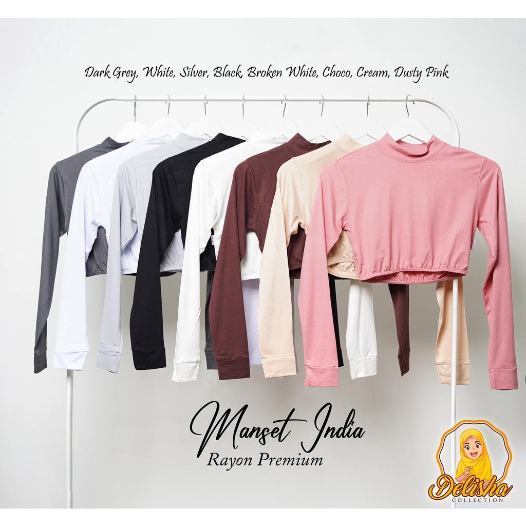 Manset India CROPTOP Rayon Premium Standard &amp; Jumbo / Manset India Crop Lengen Panjang / Manset India Polos / Tutle Neck