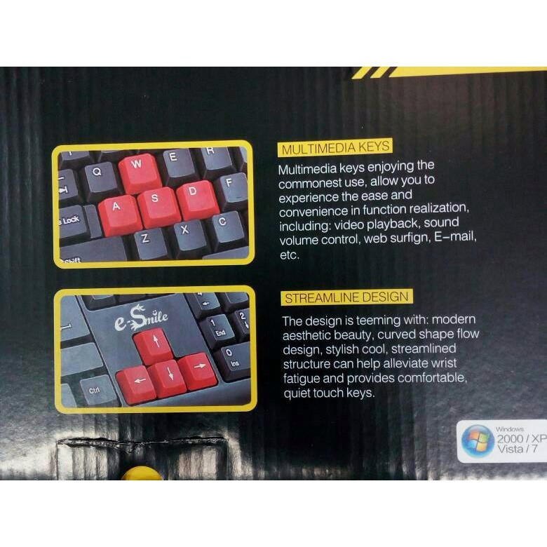 Keyboard USB e-Smile / Keyboard Komputer / Keyboard Gaming krski tp