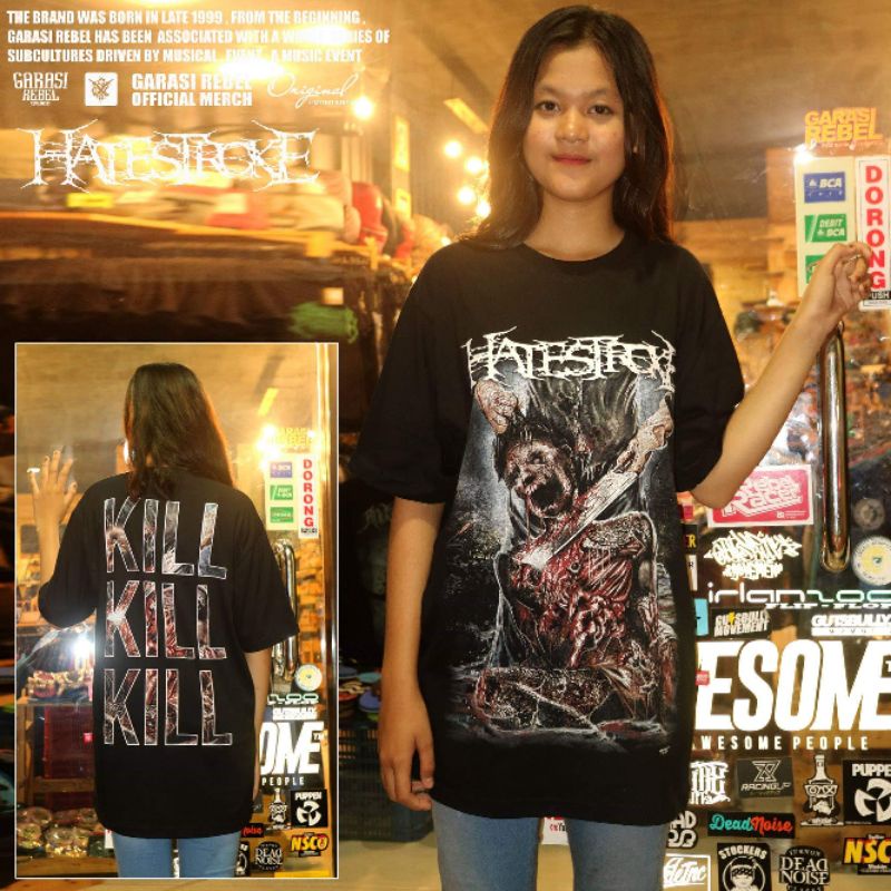 TSHIRT METAL KAOS BAND METAL HATESTROKE KAOS GRINDING SLAMING DEATH METAL KAOS METALGEAR IDDM