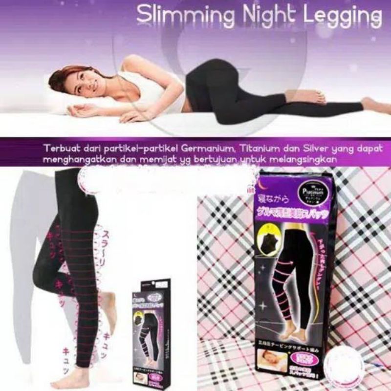 Legging Pengecil Paha Membakar Lemak Paha dan Betis | Slimming Night Legging Bahan tebal Black Only