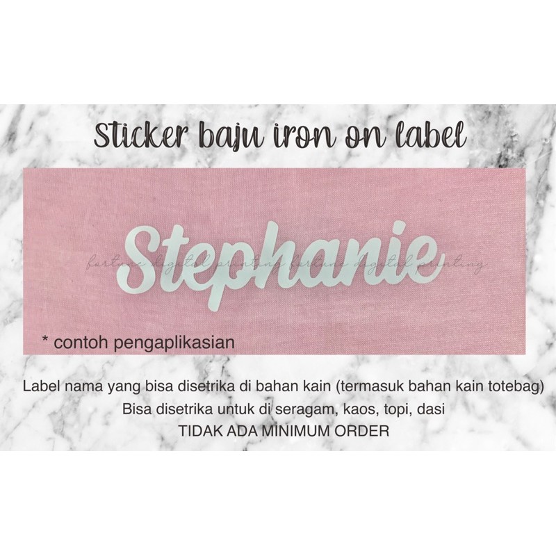 

Sticker label nama BAJU KAIN IRON ON LABEL Polyflex CUSTOM