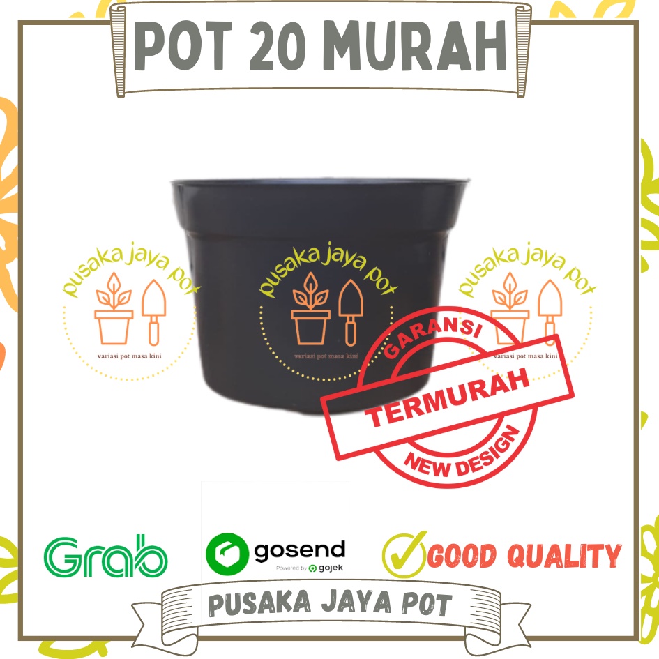 Pot Bunga Hitam 20 cm TERMURAH Pot Tanaman 20cm Hitam MURAH /Pot Tanaman/Pot Plastik uk 20