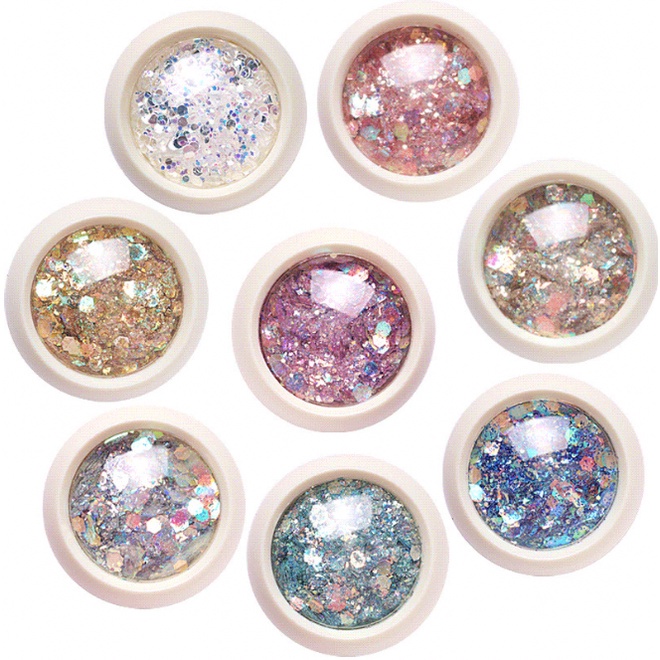 Glitter Hexagonal  Kuku Nail Art Flakes Ombre Nails Hiasan Hexagon Stiker Sticker KU027