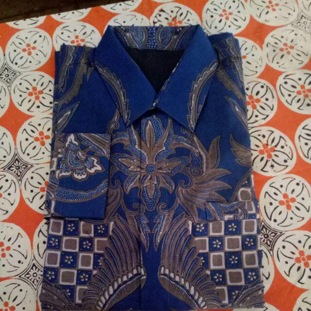 Japunta Blue Kemeja Batik Pria Full Furing Katun Primisima Batik Solo Batik Warna Navy Dongker