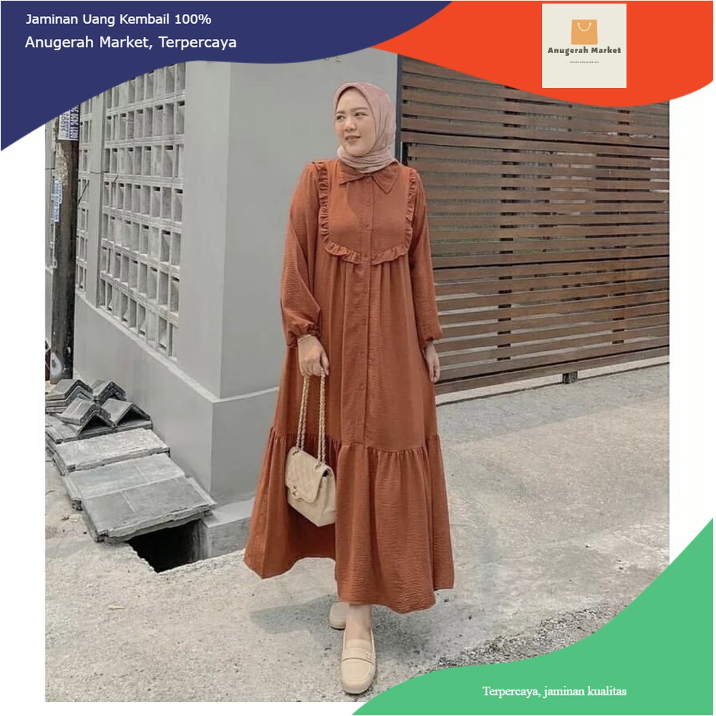 ZETA DRESS MIDI DRESS BAJU WANITA FULL KANCING