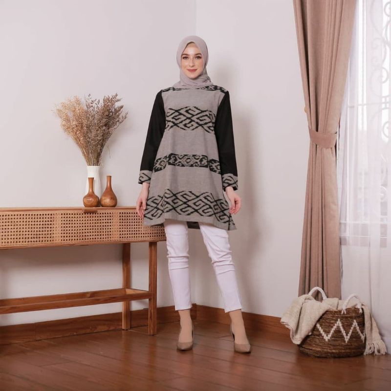 blouse wanita muslim - baju tenun ikat jepara - model baju daring terbaru batik termurah