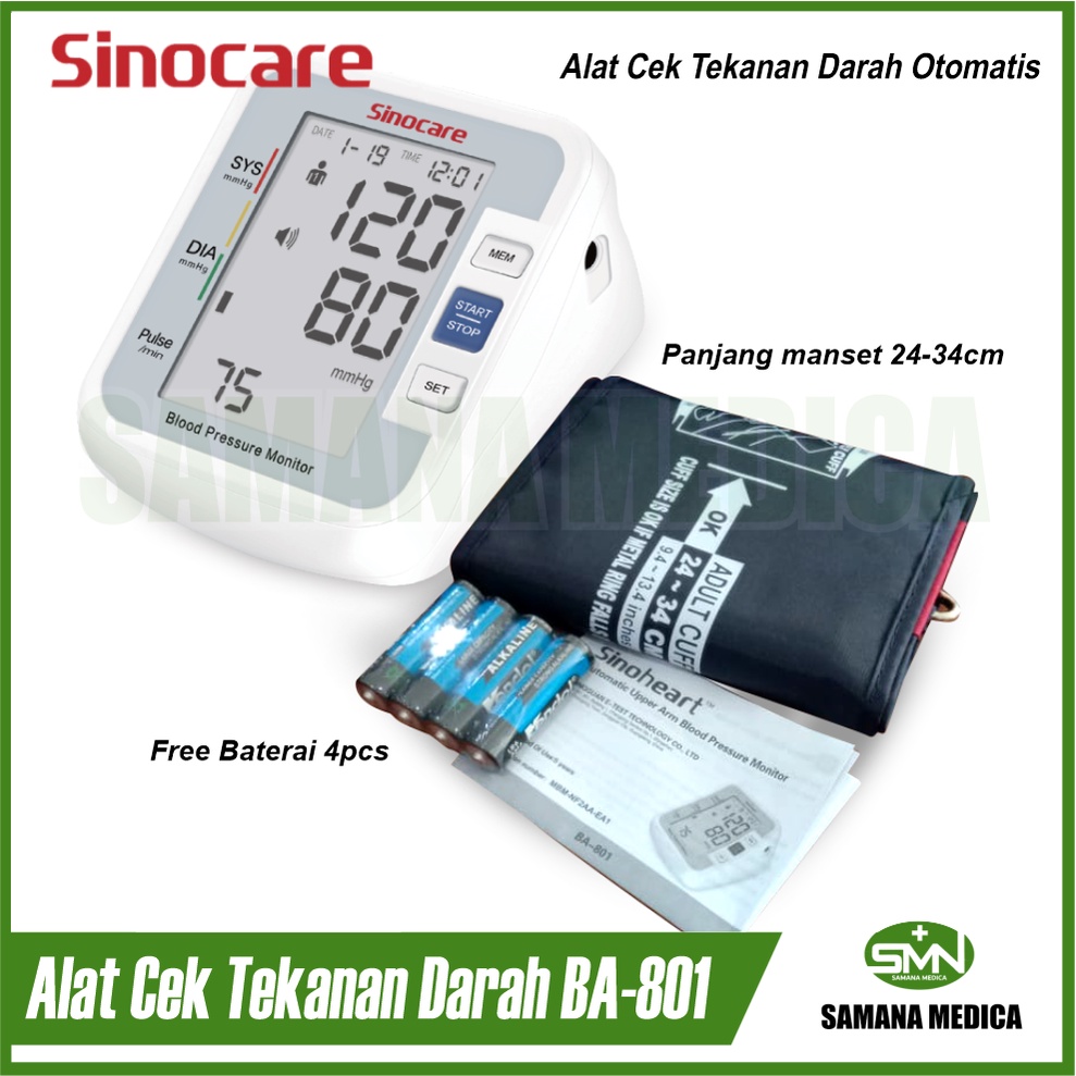 Tensimeter Digital Sinocare Sinoheart BA-801 Dengan Suara Alat Cek Tekanan Darah Otomatis SINOCARE Murah Original