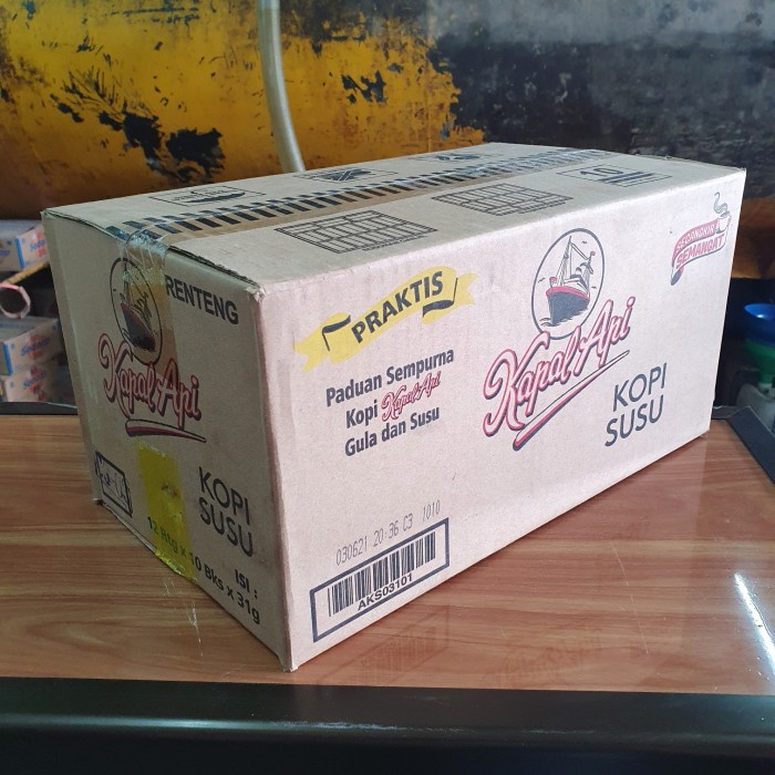 

Kopi Bubuk Kapal Api Kopi Susu 31 Gram - 1 Dus isi 12 Renceng x 10 Sct