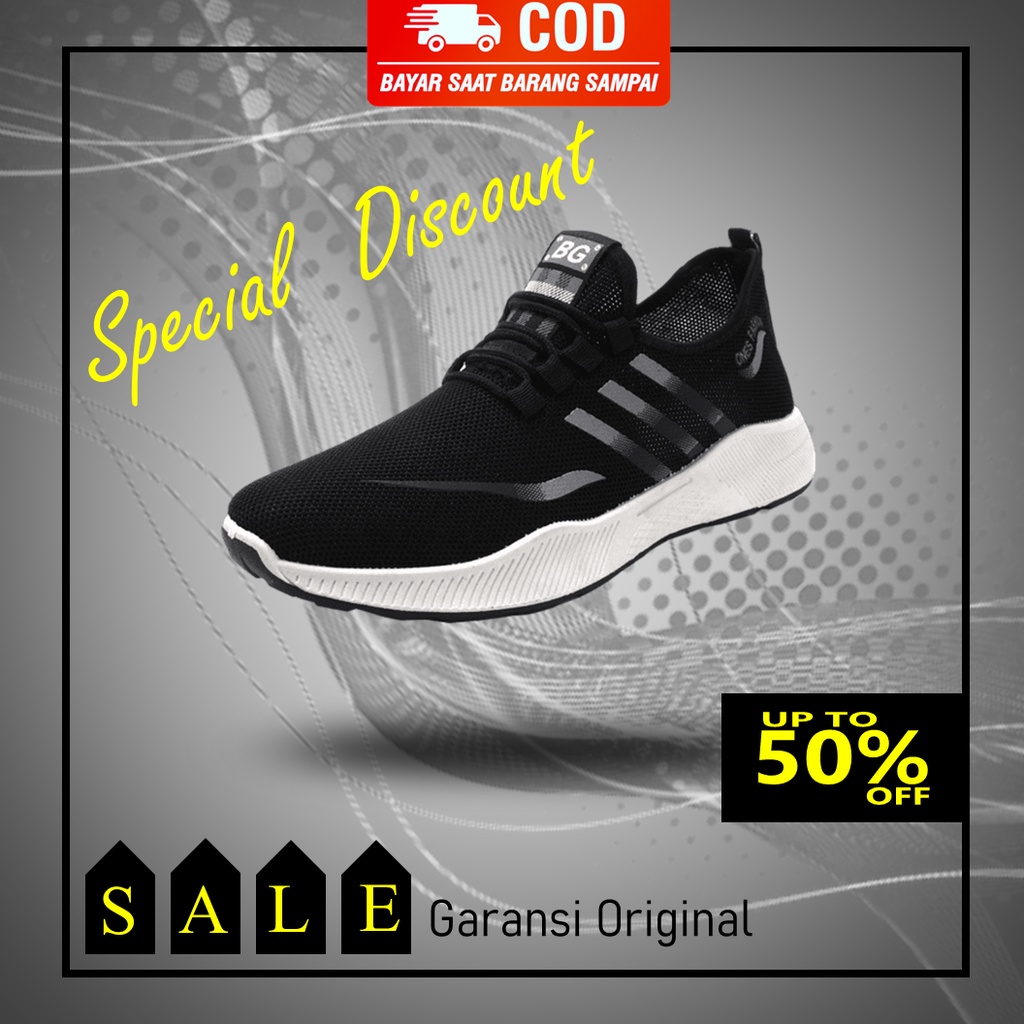 Sepatu Pria Sneakers Casual Keren Original 100% Terlaris Impor Branded Shoes Warna Hitam Polos Murah