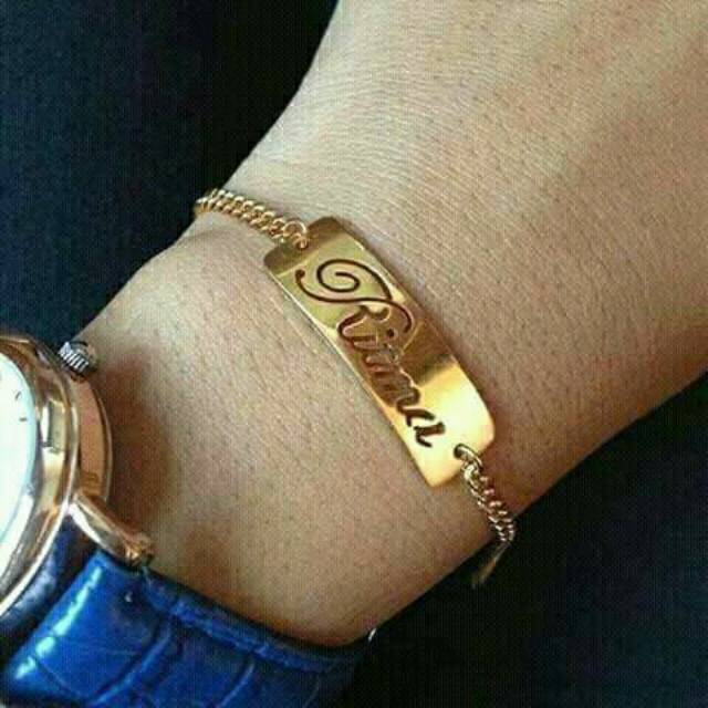 Gelang nama lapis emas 24 karat
