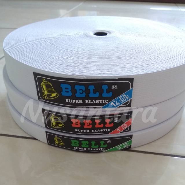 Karet elastis 1 1/4&quot; (3,1cm) putih merek Bell karet elastic super