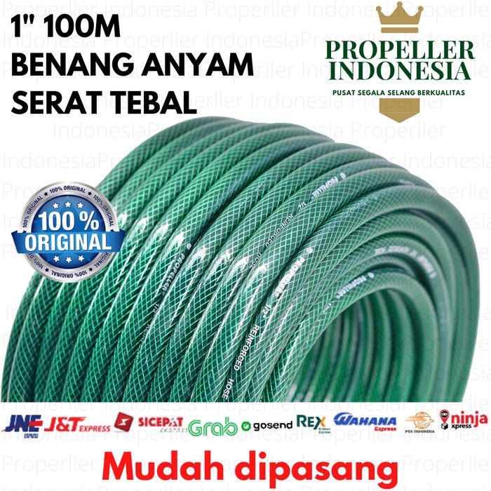 Selang Air Benang Hijau RHINOCEROS 1Inch 100Meter Anti Lumut Selang Air Taman Elastis