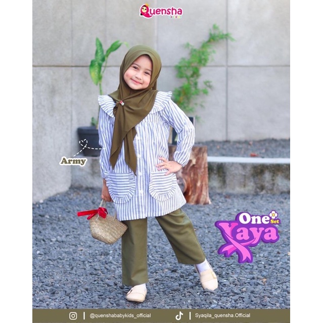 set tunik yaya quensha original / tunik anak set hijab set celana / tunik anak kataun