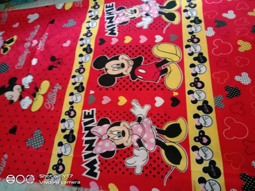 Bahan Sprei Meteran Katun Micro Motif Mickey Mouse (per 0.5m)
