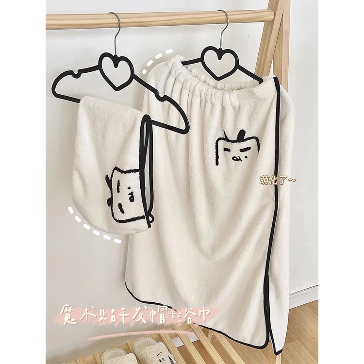 PREMIUM QUALITY KIMONO 2 IN 1 (KIMONO + HAIR TOWEL) / KIMONO WANITA DEWASA MOTIF TV LUCU / HANDUK MANDI IMPORT GAYA KOREA / HANDUK MANDI DAYA SERAP TINGGI / BAJU MANDI LEMBUT DAN TEBAL