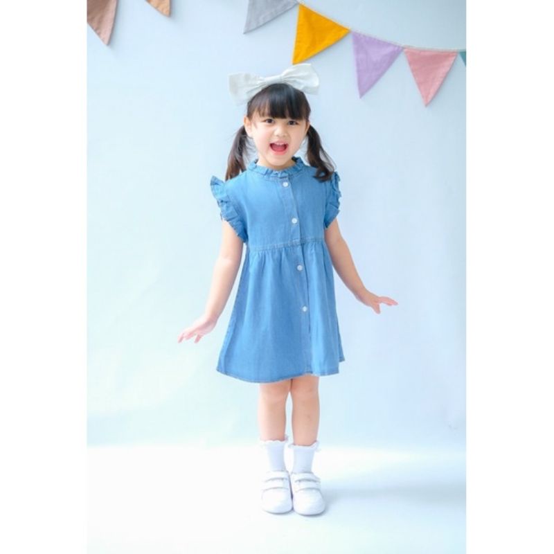 Dress Vanessa Jeans 6 bulan -5 Tahun Import Premium / Dress Anak Ruffle Jeans Premium