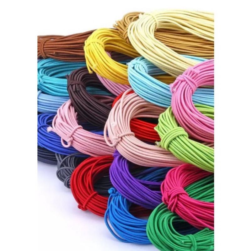 Tali Karet Elastis Bulat 2mm / tali sengkelit / bahan scraft /tali bahan masker / tali karet meteran