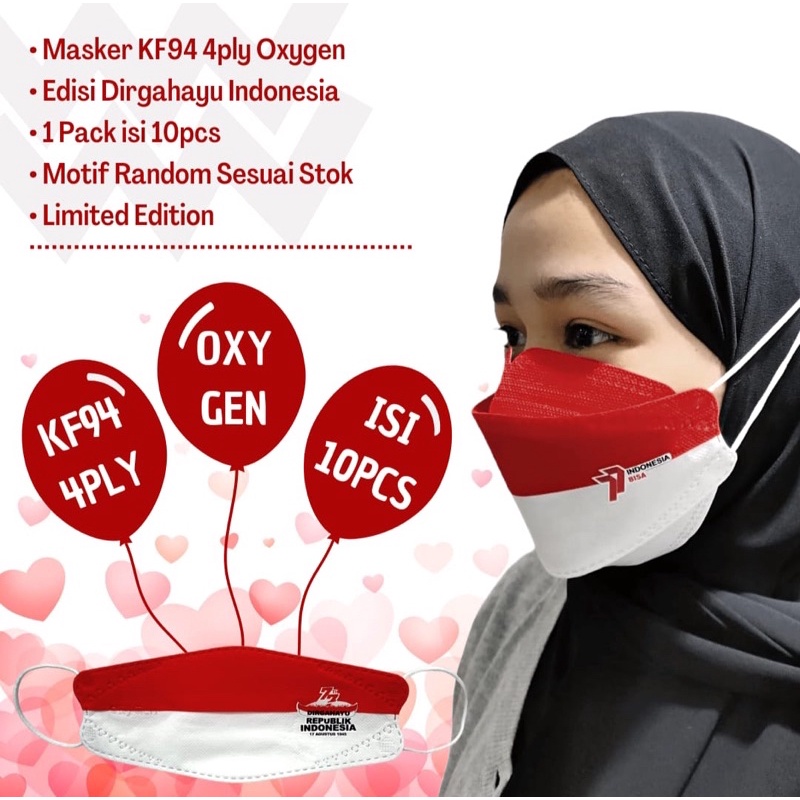 Masker KF94 Oxygen isi 10 garuda merah putih