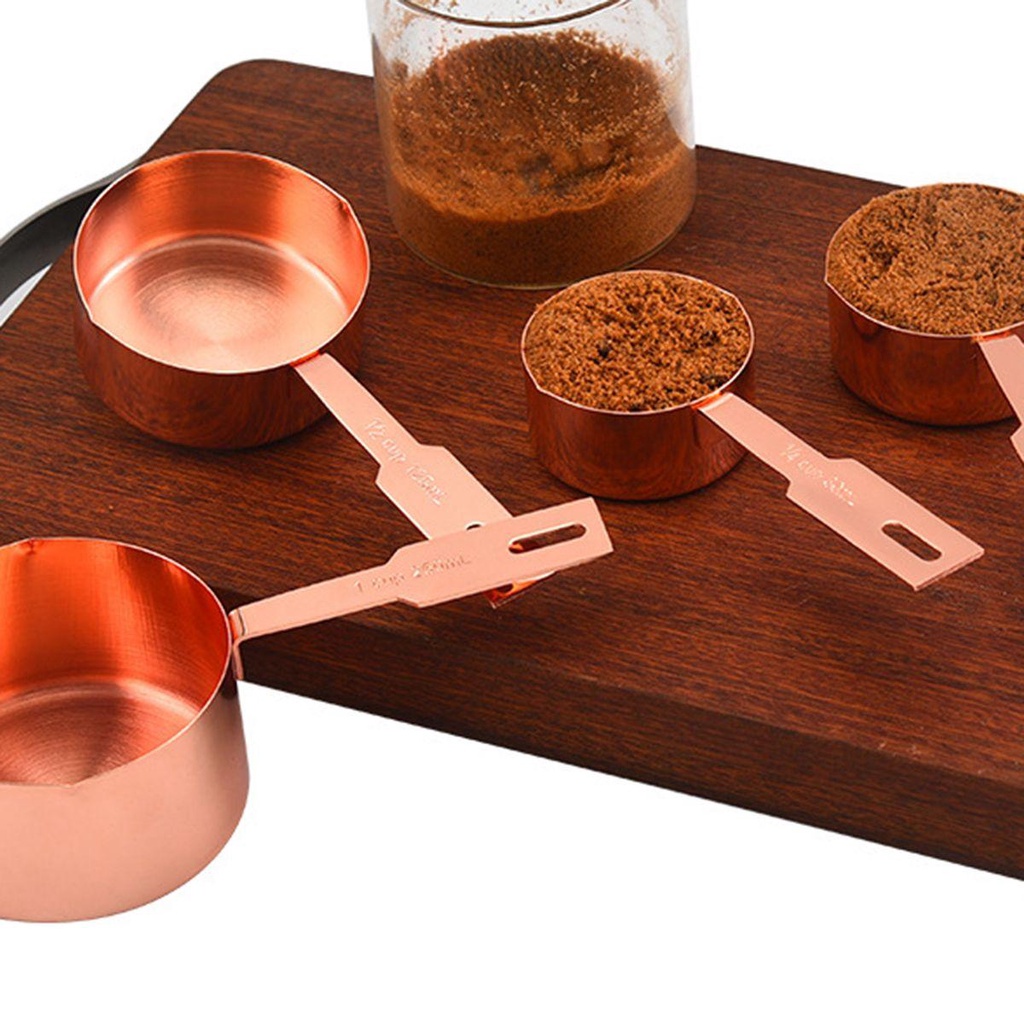 [Elegan] Sendok Takar Set Teh Masak Dapur Stainless Steel Rose Gold Sugar Scoop