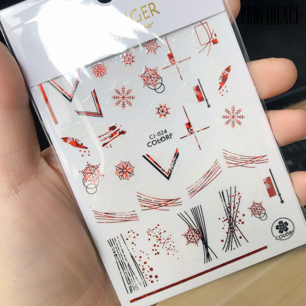 Providence Nail Sticker Christmas Patterns DIY Ultra Thin Holographic Christmas Nail Snowflake Sliders for Manicure